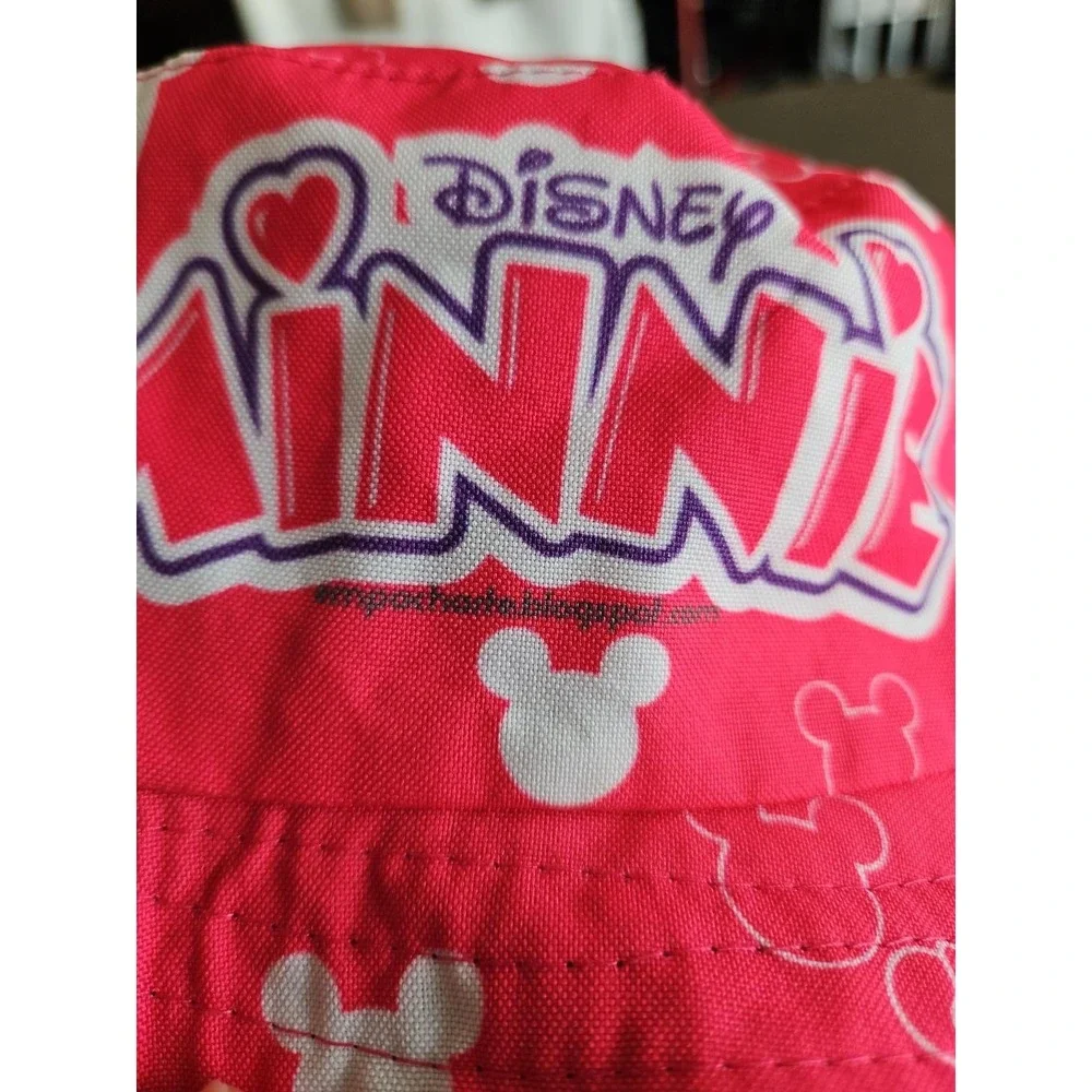 Disney Minnie Mouse Pink Bucket Hat Girls 3D Ears Bow Wide Brim Sun Hat